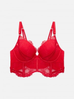 Lencería Primark Longline Encaje Acolchado Bra Mujer Rojas | 5714CORMA