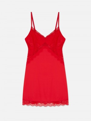 Lencería Primark Slinky Encaje Trim Chemise Mujer Rojas | 3742YCNFH