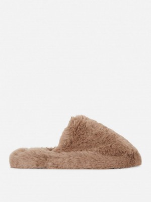 Ropa De Casa Primark Faux Fur Mule Mujer Beige | 8962ENYGH