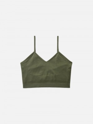 Ropa De Dormir Primark Acanalado Cropped Cami Pajama Mujer Verde Oliva | 5107KNTPX