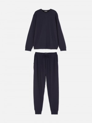 Ropa De Dormir Primark Acanalado Sweat and Lounging Pajamas Hombre Azul Marino | 0543MEUJA