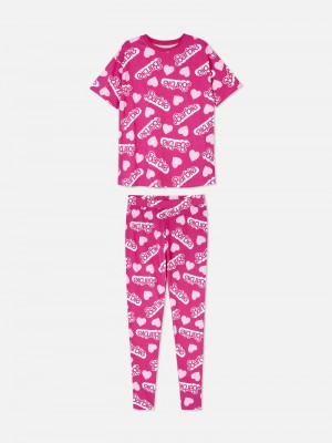 Ropa De Dormir Primark Barbie Logo Pajamas Mujer Rosas | 5847GYVIA