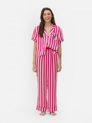 Ropa De Dormir Primark Barbie Satin Stripe Pajamas Mujer Rosas | 0872XRJHU