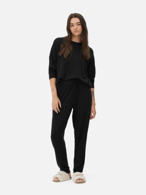 Ropa De Dormir Primark Crew Neck Pajama Sweat Mujer Negras | 2938TAUCN