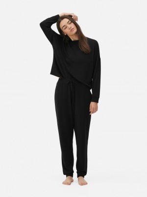 Ropa De Dormir Primark Cuffed Pajama Bottoms Mujer Negras | 2591CDHIN