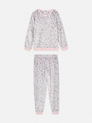 Ropa De Dormir Primark Long Sleeve Fleece Pajama Set Mujer Rosas | 6589CHZGQ