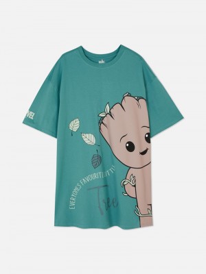 Ropa De Dormir Primark Marvel Baby Groot Sleep Tee Mujer Verde | 2173NJMRK