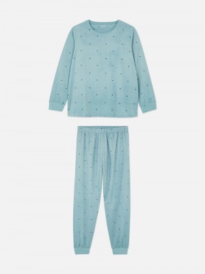 Ropa De Dormir Primark Pattern Velour Pajamas Mujer Verde Claro | 8974HMBDI