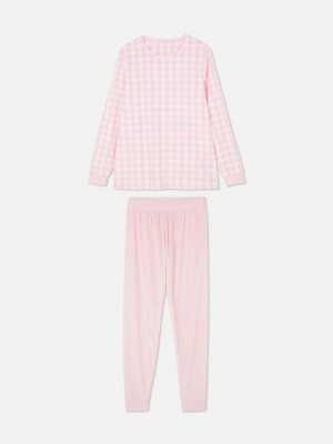 Ropa De Dormir Primark Soft Touch Velour Long Sleeve Pajamas Mujer Rosas | 2043MXUNT