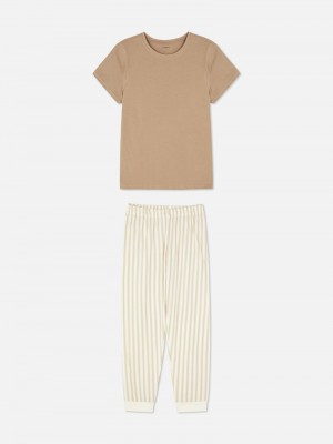 Ropa De Dormir Primark T and Pajamas Mujer Beige | 4268CFONI