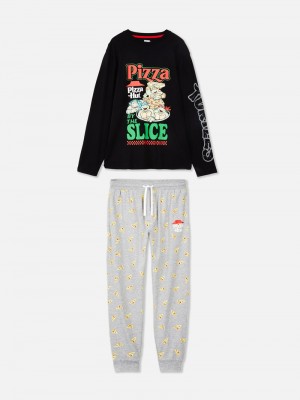 Ropa De Dormir Primark Teenage Mutant Ninja Turtles Pizza Hut Pajama Set Hombre Negras | 5849NCMVJ