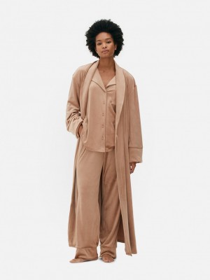 Ropa De Dormir Primark Velour FullLength Robe Mujer Marrones | 6349CQFKO