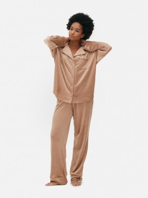 Ropa De Dormir Primark Velour Pajama Mujer Marrones | 3679ZYOST