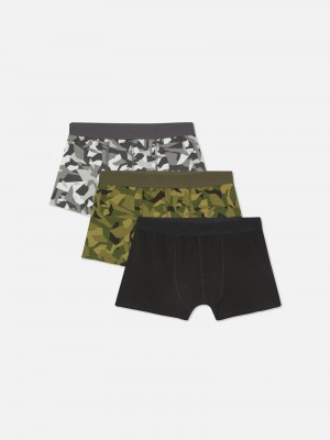 Ropa Interior Primark 3Pack Camo Boxer Briefs Hombre Verde Oliva | 1694USPXW