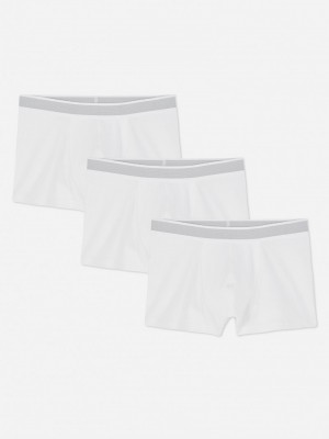 Ropa Interior Primark 3Pack Essential Boxer Briefs Hombre Blancas | 2075CXFZY