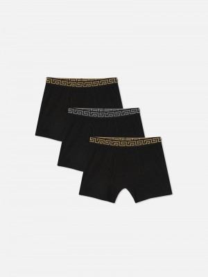 Ropa Interior Primark 3Pack Geometric Boxer Briefs Hombre Negras | 2640EHXYP