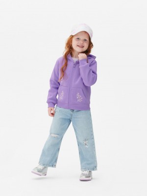 Ropa Primark Flower Embroidered Zip Hoodie Niños Moradas | 6825MRSQW