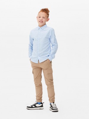 Ropa Primark Long Sleeve Oxford Niños Azules | 6380BQJMO