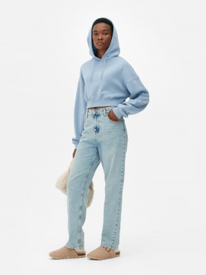 Sudaderas Primark Cropped Drawstring Hoodie Mujer Azules | 3507MRZYQ