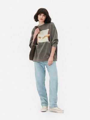 Sudaderas Primark Michelangelo Printed Sweat Mujer Gris | 0298GQAND