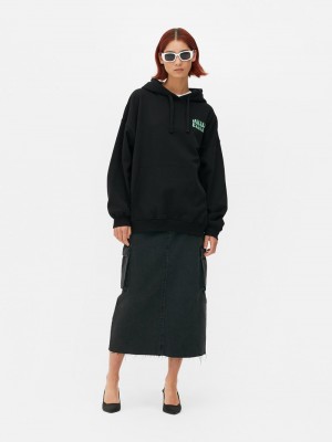 Sudaderas Primark Oversized Pullover Hoodie Mujer Negras | 5398KSUEA