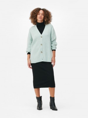 Suéteres Primark VNeck A Rayas Cardigan Mujer Verde Menta | 2643UPOMD