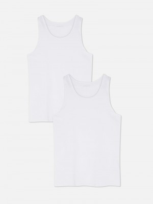 Tops Primark 2Pack Scoop Neck Tank Hombre Blancas | 7604GFPOV