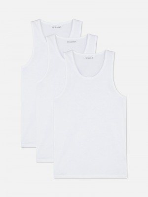 Tops Primark 3Pack Sin Manga Tanks Hombre Blancas | 1279PIENZ