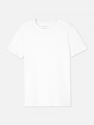 Tops Primark Crew Neck Algodon Hombre Blancas | 9203DFXGT