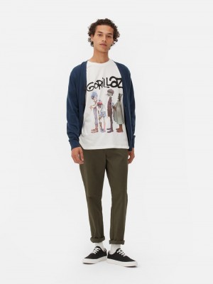 Tops Primark Gorillaz Estampadas Print Hombre Blancas | 5207VEOCJ