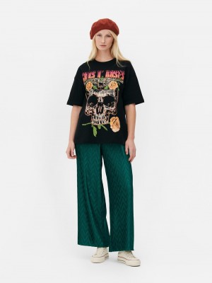 Tops Primark Guns N' Roses Relaxed Fit Mujer Negras | 5409BSNHP