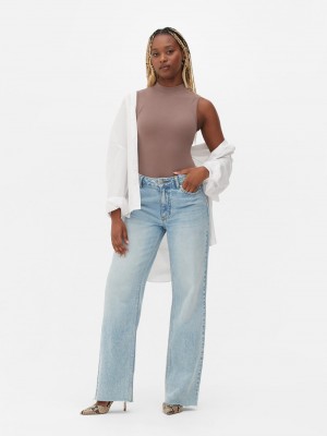 Tops Primark High Neck Narrow Rib Bodysuit Mujer Marrones | 1270CKQJW