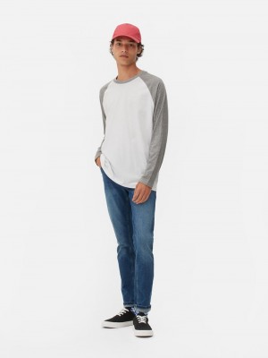 Tops Primark Long Sleeve Baseball Hombre Gris | 2875RBVOW