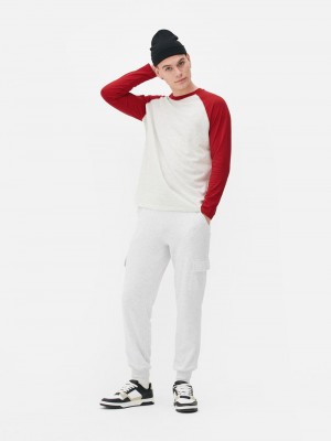 Tops Primark Long Sleeve Baseball Hombre Rojas | 0369HFMEO