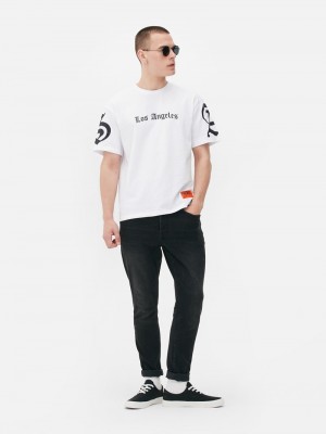 Tops Primark Los Angeles Estampadas Hombre Blancas | 0839DNIVE