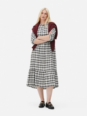 Vestido Primark Check Midi Mujer Negras | 8547DRYIB