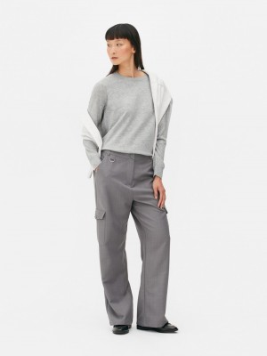 Winter Primark Crew Neck Fine Knit Mujer Gris | 2630QZDRO