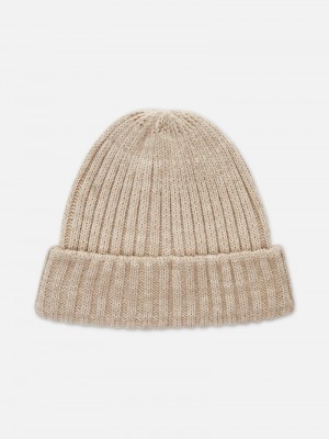 Winter Primark Fisherman Acanalado Beanie Hombre Beige | 1629NWFIR