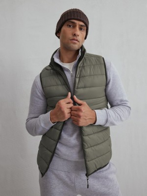 Winter Primark Zip Puffer Vest Hombre Verde Oliva | 8591NIQTG