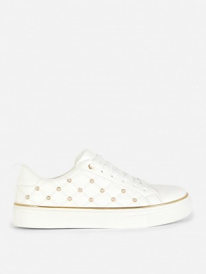 Zapatillas Primark Faux Pearl Studdeds Mujer Blancas | 7419TNWQF