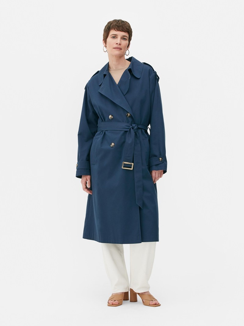 Abrigos Primark Algodon Rich Trench Mujer Azul Marino | 0635UQLKP