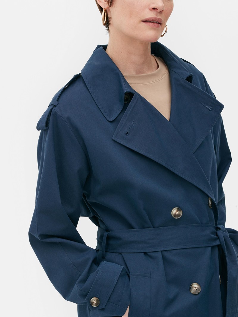 Abrigos Primark Algodon Rich Trench Mujer Azul Marino | 0635UQLKP