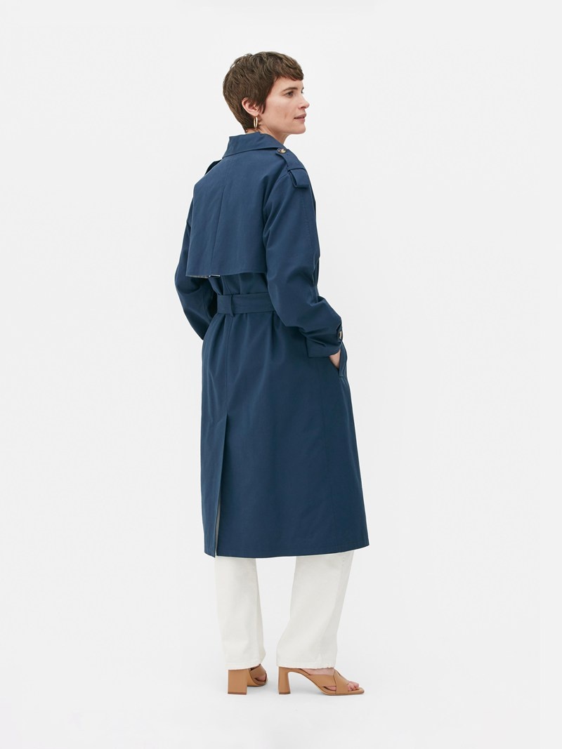 Abrigos Primark Algodon Rich Trench Mujer Azul Marino | 0635UQLKP