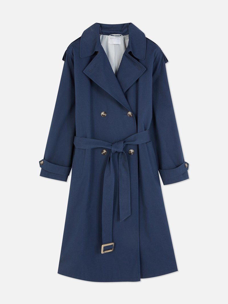 Abrigos Primark Algodon Rich Trench Mujer Azul Marino | 0635UQLKP