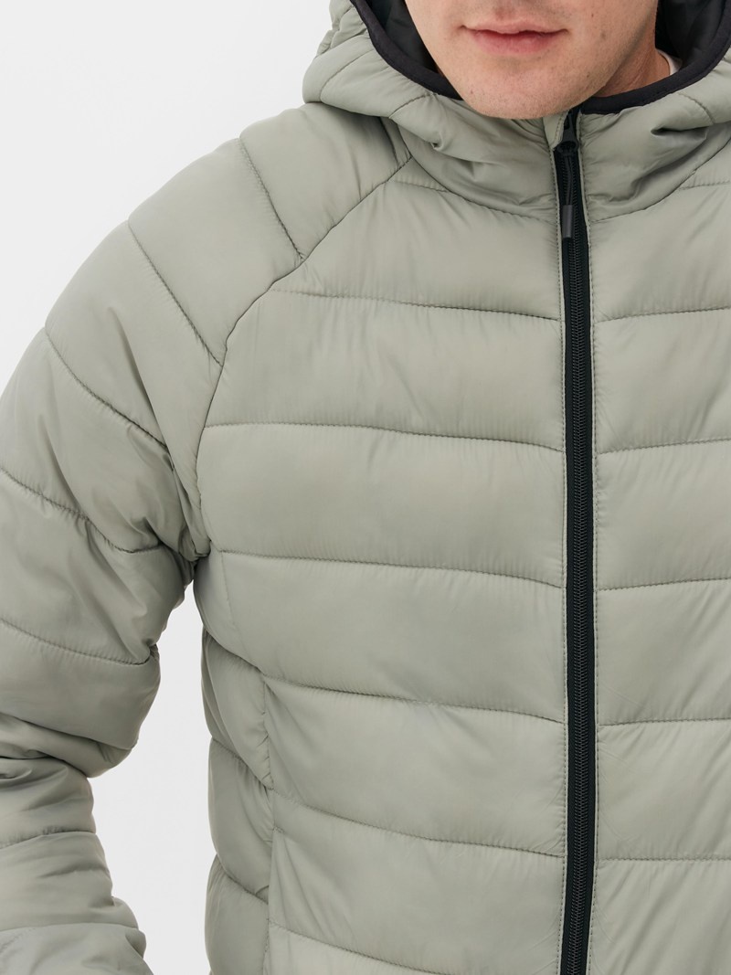 Abrigos Primark Encapuchado Puffer Jacket Hombre Verde Claro | 5719IGQFD