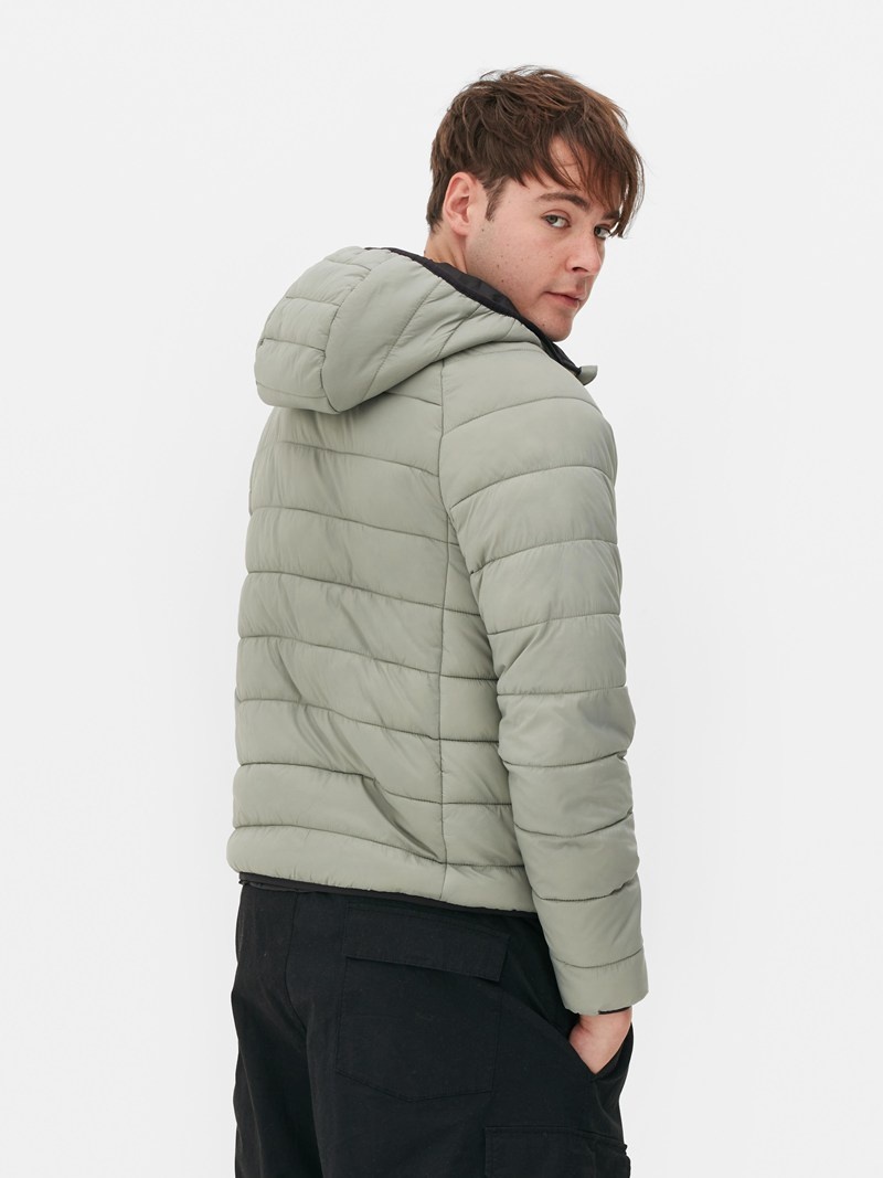 Abrigos Primark Encapuchado Puffer Jacket Hombre Verde Claro | 5719IGQFD