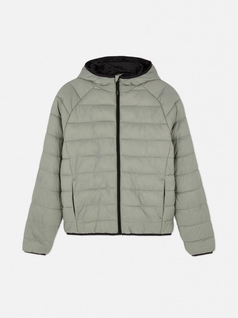 Abrigos Primark Encapuchado Puffer Jacket Hombre Verde Claro | 5719IGQFD