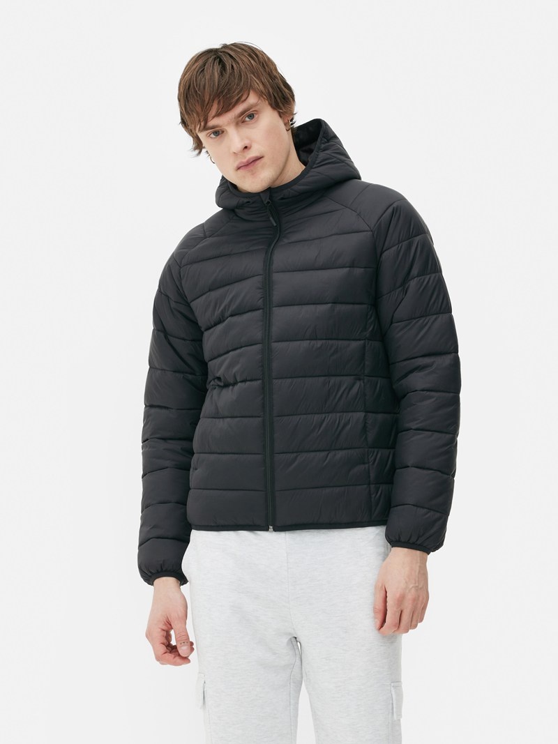 Abrigos Primark Essential Encapuchado Puffer Jacket Hombre Negras | 0231JPROT