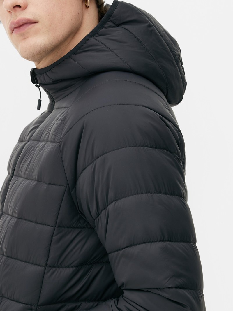 Abrigos Primark Essential Encapuchado Puffer Jacket Hombre Negras | 0231JPROT