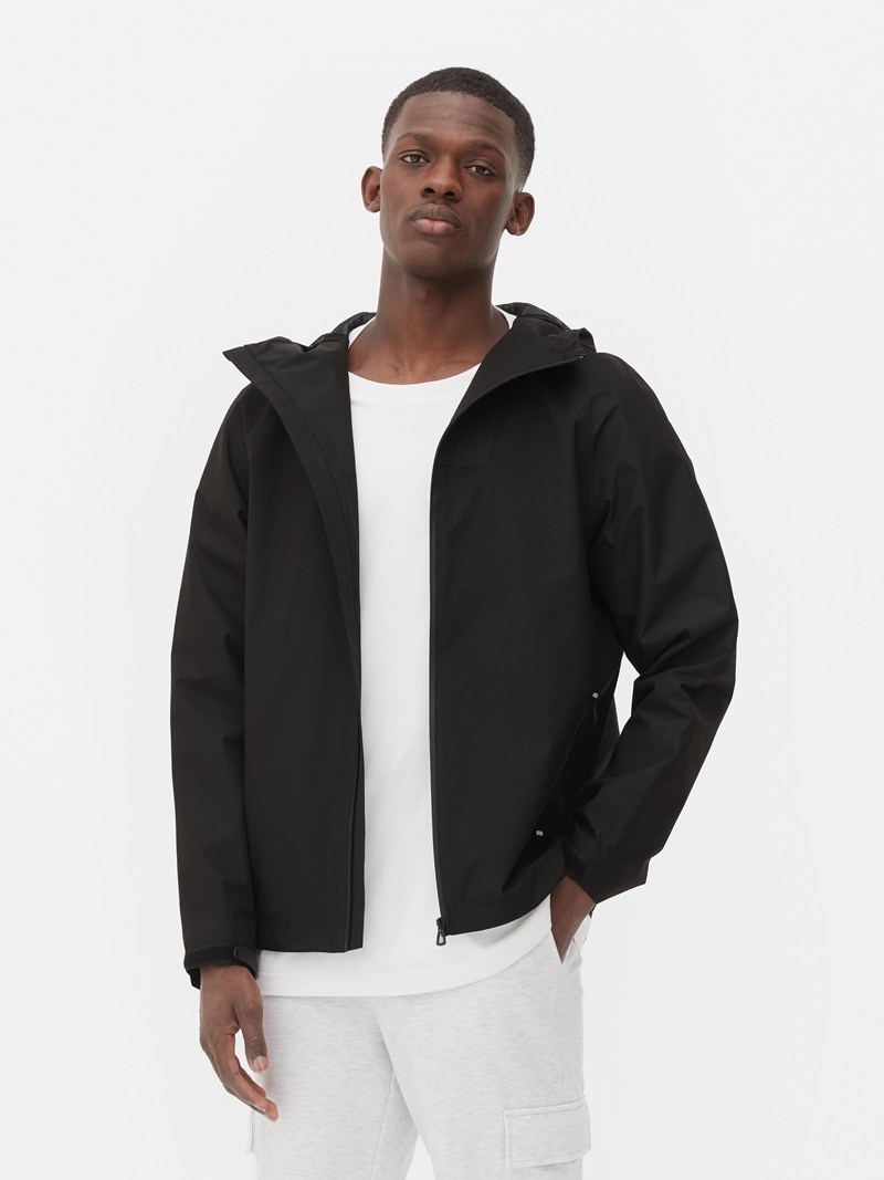 Abrigos Primark Essential Encapuchado Rain Jacket Hombre Negras | 3475PGXLY